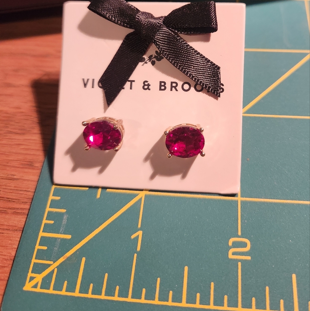 Red crystal stud earrings, Violet & Brooks